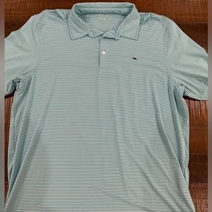 Vineyard vines teal stripped polo